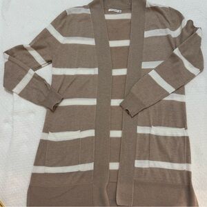 Staccato Women's Cardigan - Tan and White Stripes